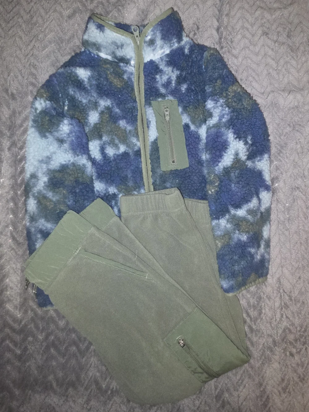 OshKosh B'gosh Blue & Olive Sherpa Zip Jacket